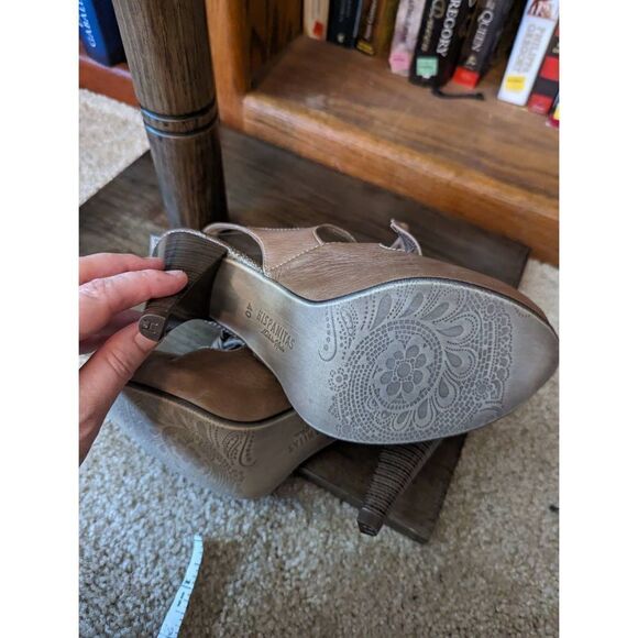 Hispanitas tan leather peeptoe slingbacks sz 40 new no box - Picture 4 of 5